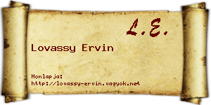 Lovassy Ervin névjegykártya